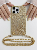 Gold Glitter Crossbody Chain Case