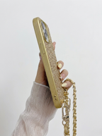 Gold Glitter Crossbody Chain Case