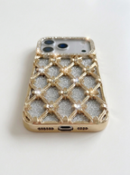 Gold Lattice Rhinestone Glitter Case