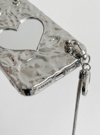 Silver 3D Heart Mirror Case