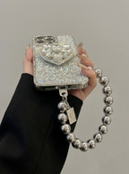 Silver Crystal Flower Rhinestone Case