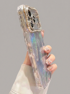 Silver Holographic Rhinestone Wavy Case