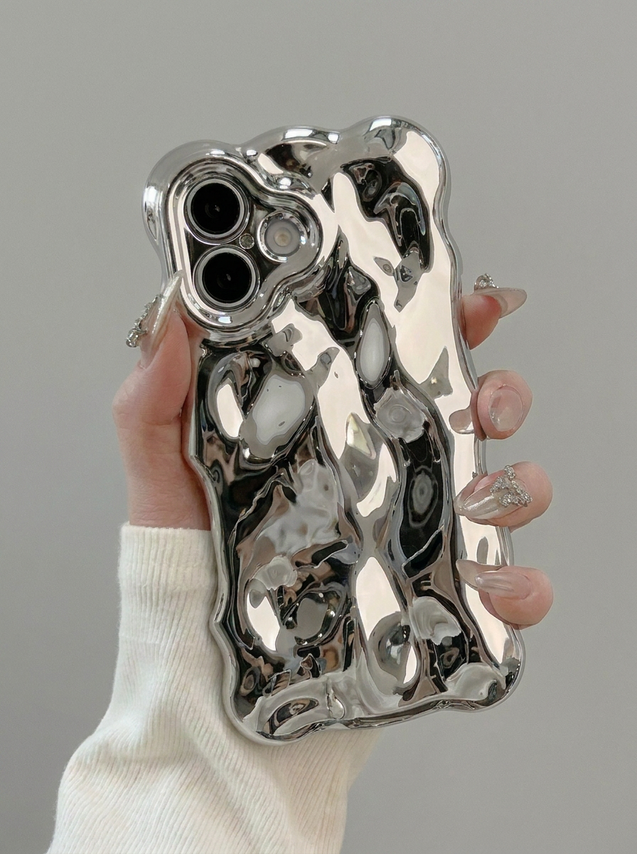 Silver Wrinkle Meteorite Texture Case