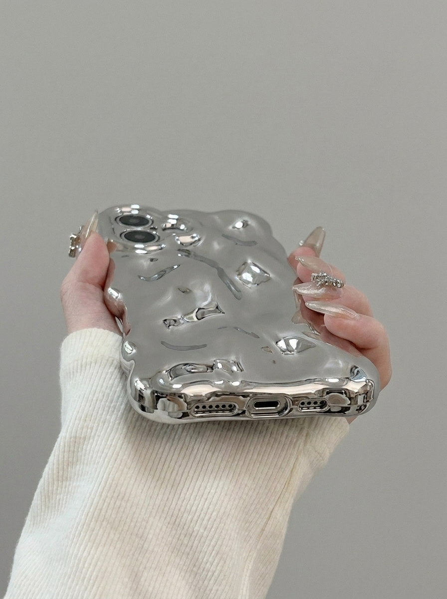 Silver Wrinkle Meteorite Texture Case